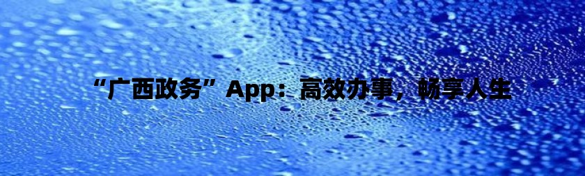 “广西政务”App：高效办事，畅享人生