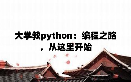 大学教python：编程之路，从这里开始